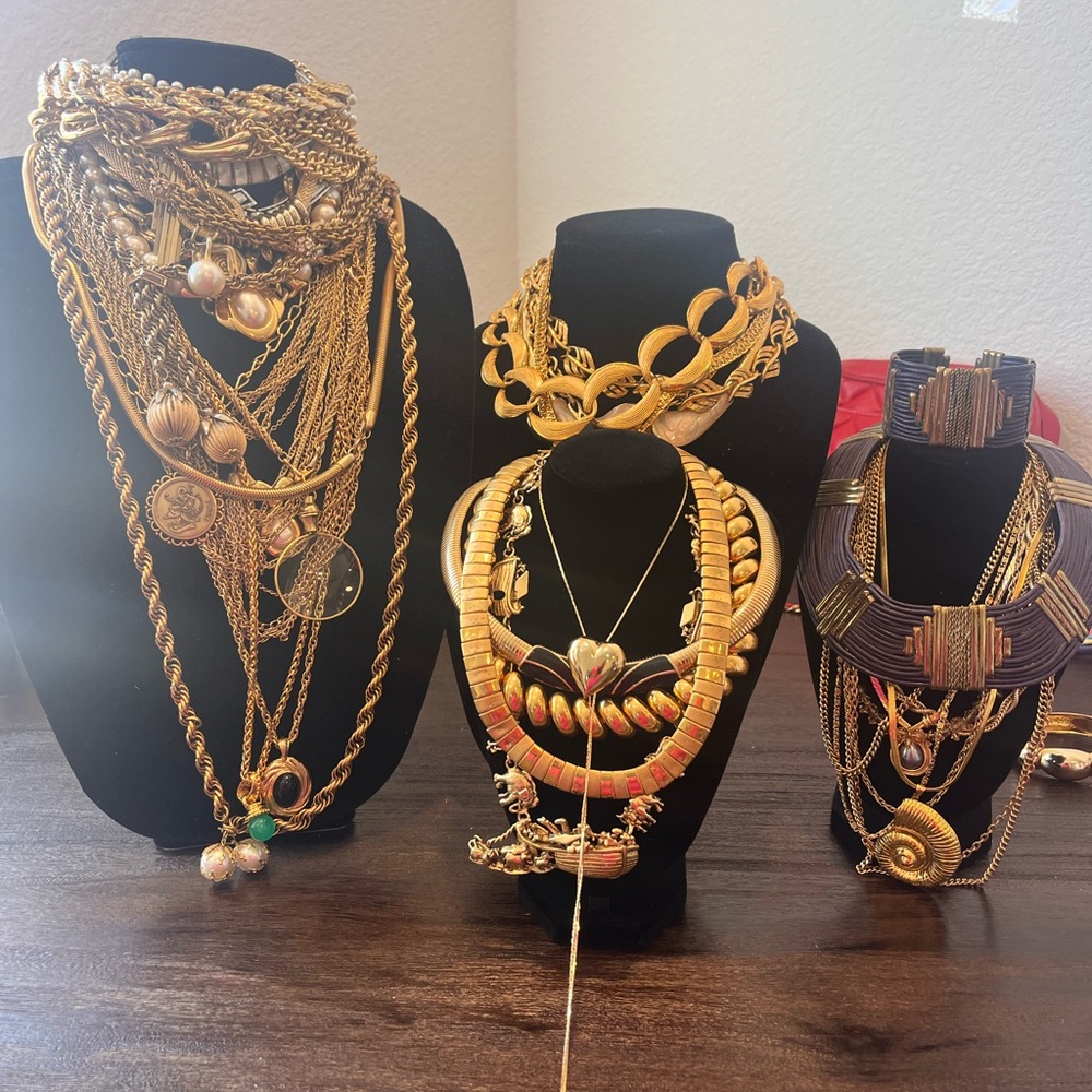 Vintage Gold-Tone Layered Statement Necklaces - Women Jewelry